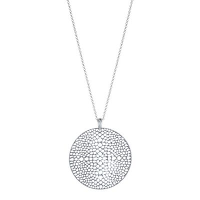 Silver filigree disc pendant necklace
